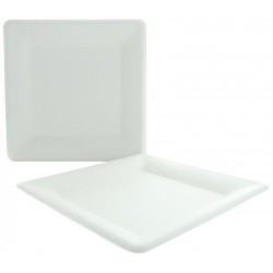 10 Grandes Assiettes 100% biodégradables Carrées blanches 26cm